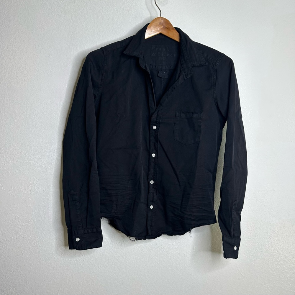 Frank & Eileen Barry Tailored Button Up Shirt in Black Famous Denim Size XS - Picture 3 of 16
